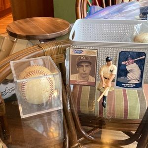 Small Collection of Joe DiMaggio Collectibles including faded autograph baseball